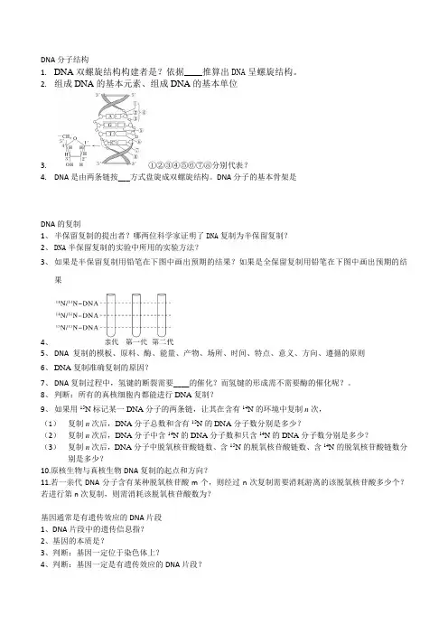 高中生物必修二DNA分子结构知识清单