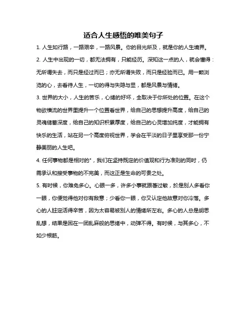 适合人生感悟的唯美句子