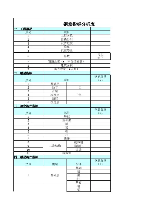钢筋指标分析表