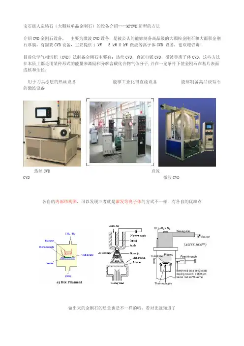 宝石级人造钻石(大颗粒单晶金刚石)的设备介绍----MPCVD新型的方法..