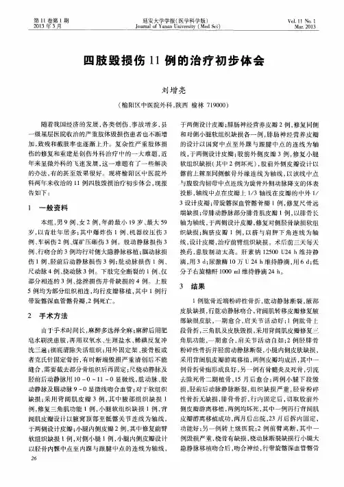 四肢毁损伤11例的治疗初步体会