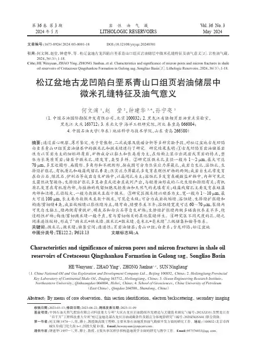 松辽盆地古龙凹陷白垩系青山口组页岩油储层中微米孔缝特征及油气意义