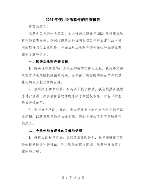 2024年使用正版软件的自查报告