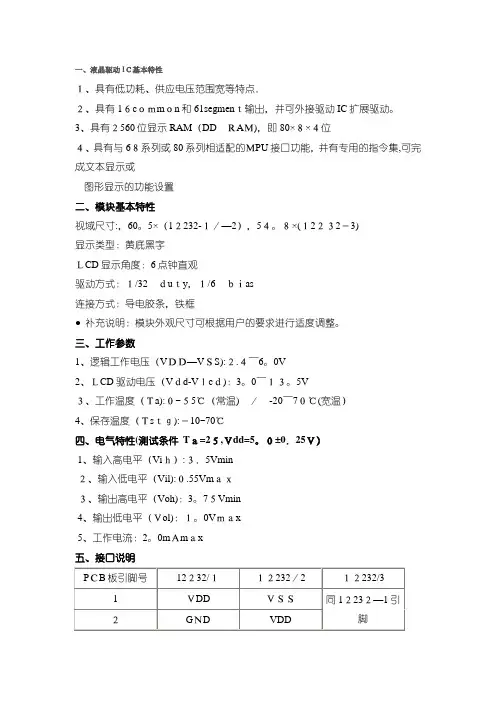 液晶驱动IC基本特性