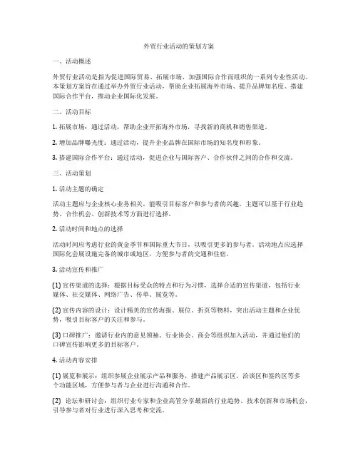 外贸行业活动的策划方案