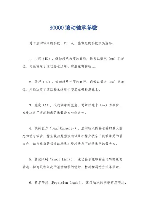 30000滚动轴承参数