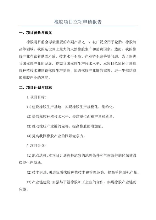 橡胶项目立项申请报告