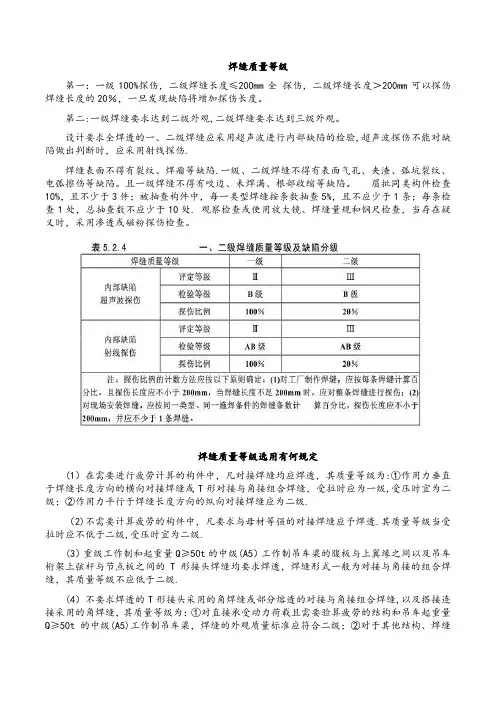 焊缝质量等级