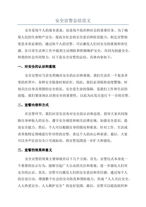 安全宣誓总结范文