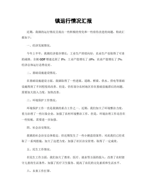 镇运行情况汇报