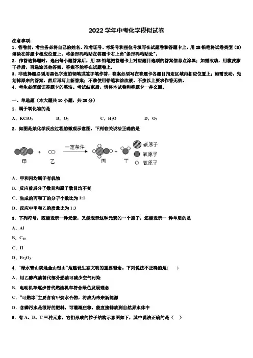 广西柳州市2022年中考化学适应性模拟试题(含解析)