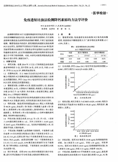 免疫透射比浊法检测降钙素原的方法学评价