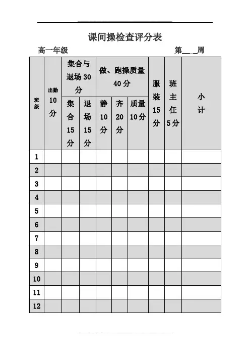 课间操检查评分表