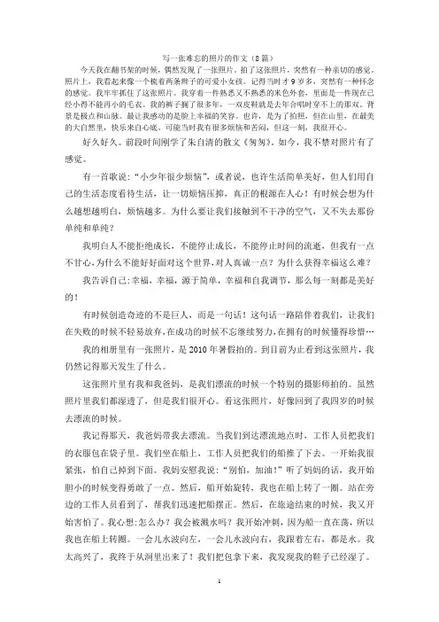 写一张难忘的照片的作文(8篇)