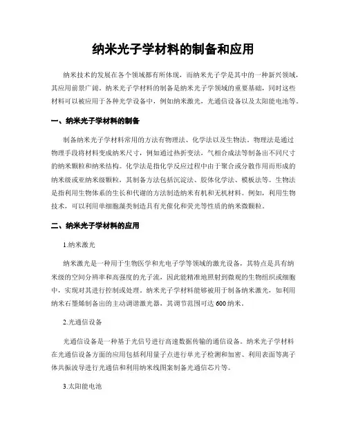 纳米光子学材料的制备和应用