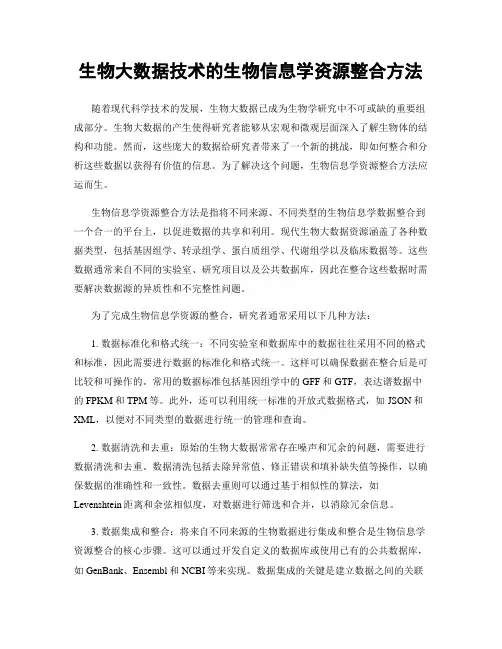 生物大数据技术的生物信息学资源整合方法