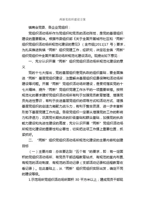 两新党组织建设方案_建设方案_