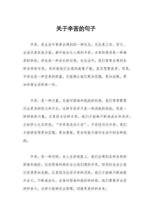 关于辛苦的句子