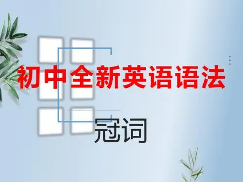 初中全新英语语法——冠词(共27张PPT)