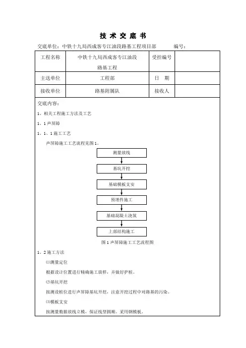 路基施工技术交底 -相关工程声屏障等