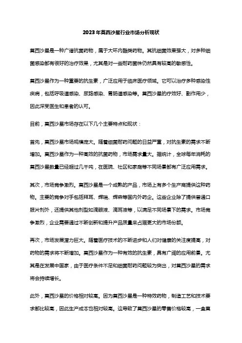 2023年莫西沙星行业市场分析现状