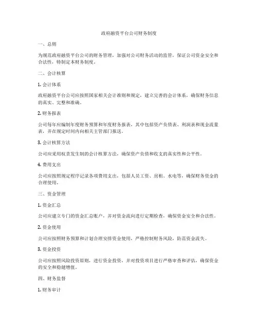 政府融资平台公司财务制度