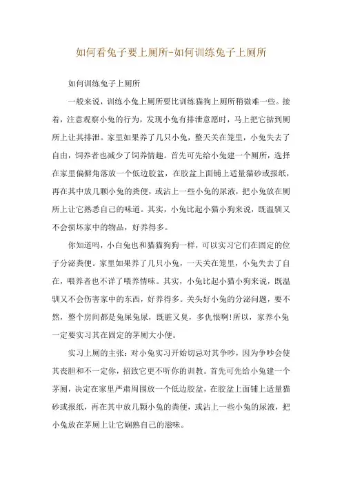 如何看兔子要上厕所-如何训练兔子上厕所