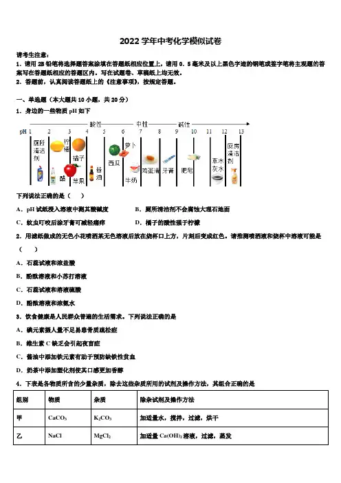 2022届江苏省常州市金坛区七校中考联考化学试题(含解析)
