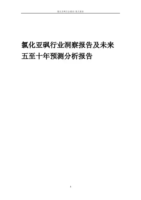 2023年氯化亚砜行业洞察报告及未来五至十年预测分析报告