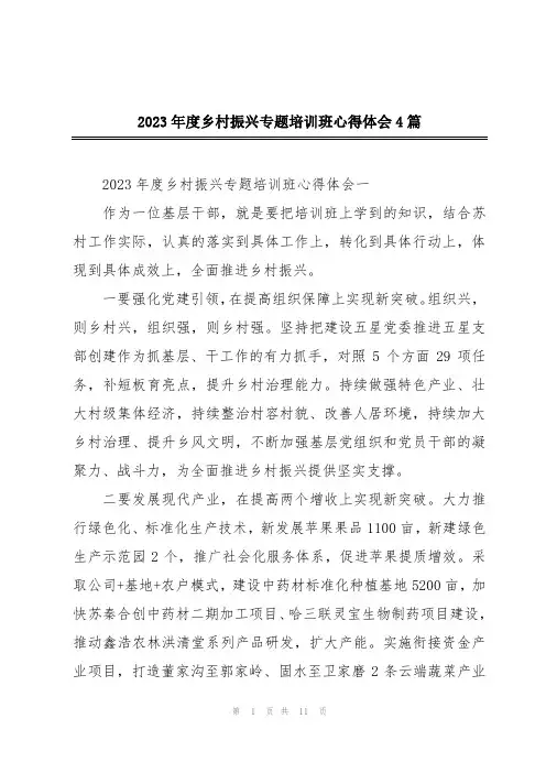 2023年度乡村振兴专题培训班心得体会4篇