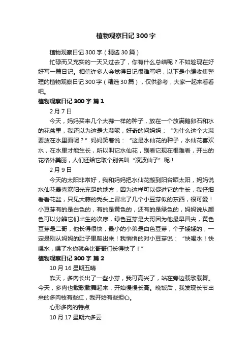 植物观察日记300字（精选30篇）