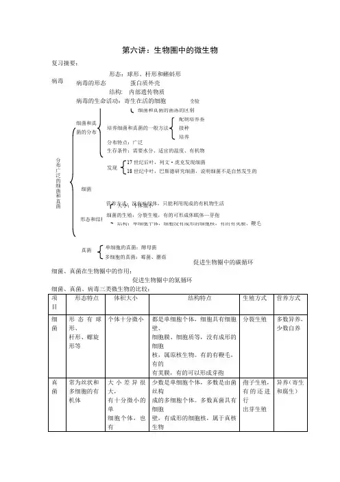 中考生物济南版一轮复习六生物圈中的微生物