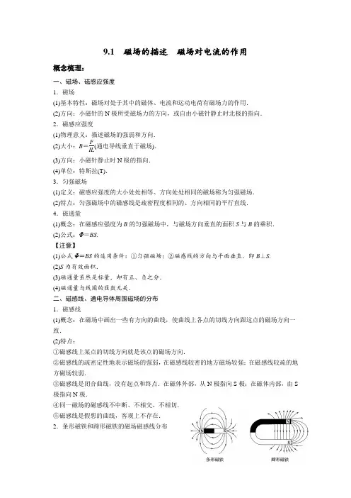 9.1 磁场的描述 磁场对电流的作用