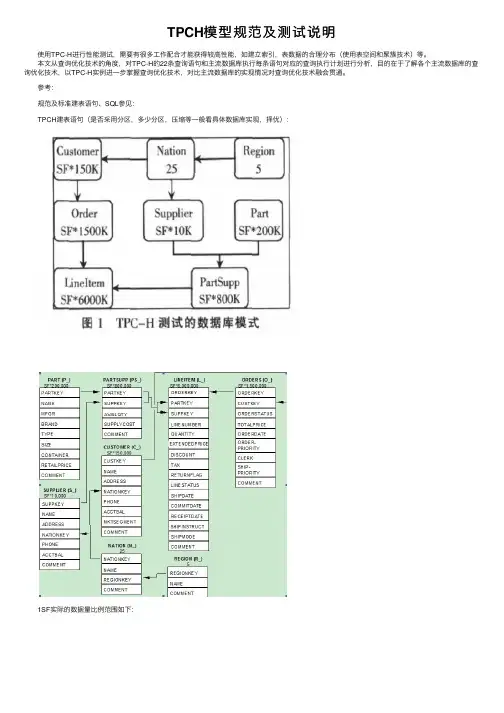 TPCH模型规范及测试说明