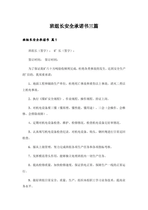 班组长安全承诺书三篇_1