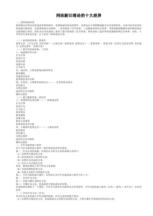 刑法新旧理论的十大差异