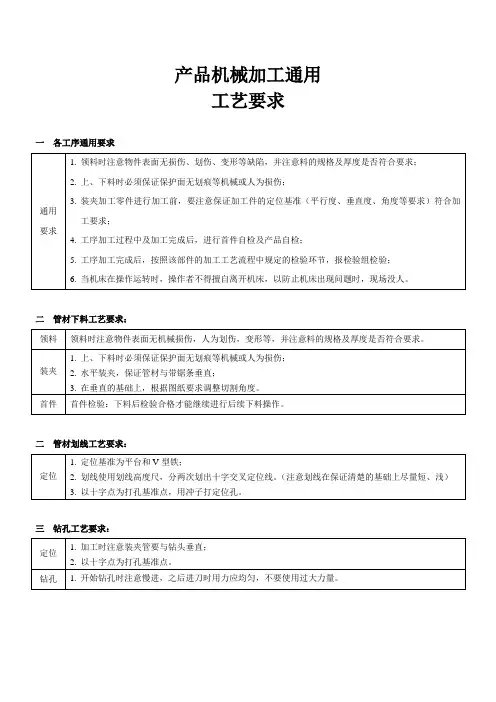 钣金通用工艺要求