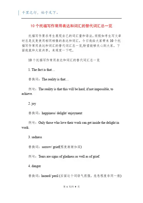 10个托福写作常用表达和词汇的替代词汇总一览