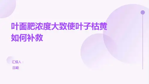 叶面肥浓度大致使叶子枯黄如何补救