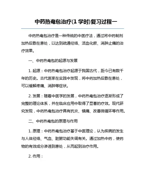 中药热奄包治疗(1学时)复习过程一