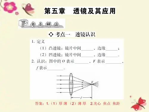 【本土攻略】中考物理总复习 第五章 透镜及其应用(精讲)PPT课件