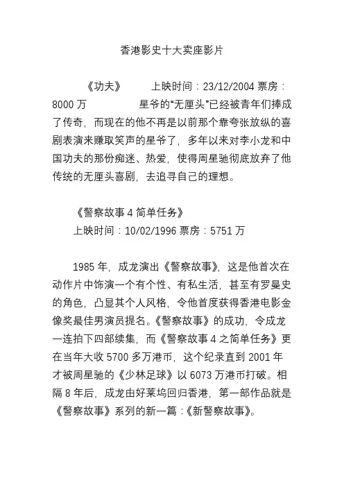 香港影史十大卖座影片
