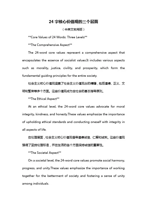24字核心价值观的三个层面