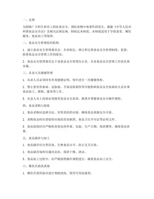 食品安全管理制度清单