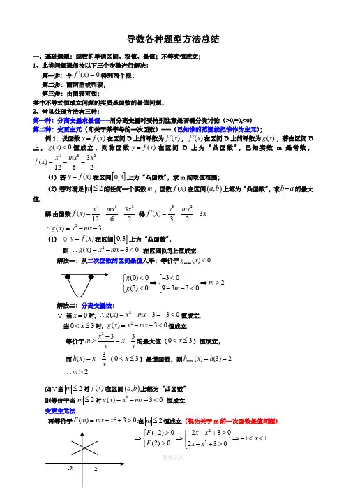 导数各类题型方法总结(含答案)