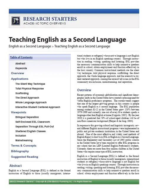 Teaching English as a Second Language