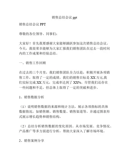 销售总结会议ppt