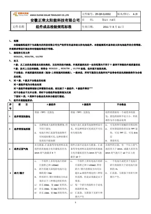 组件成品检验规范标准