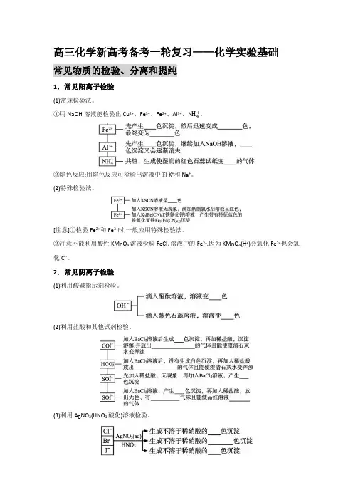 2024届高三化学一轮复习——化学实验基础