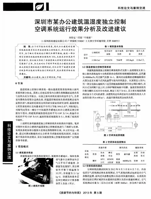 深圳市某办公建筑温湿度独立控制空调系统运行效果分析及改进建议
